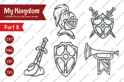 Knight - Small set cutting file - armor, shield, sword and trumpet