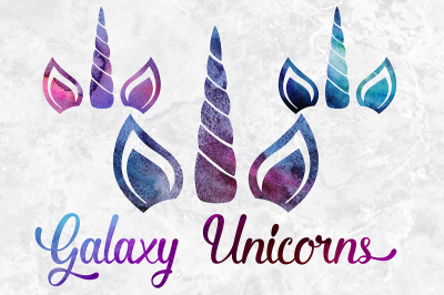 Watercolor Galaxy Unicorn Clipart