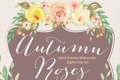 Watercolor Autumn Roses clipart