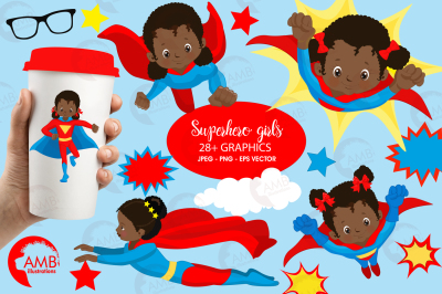 Superhero girls clipart, graphics, illustrations AMB-2263
