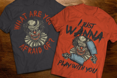 Clown t-shirts and posters