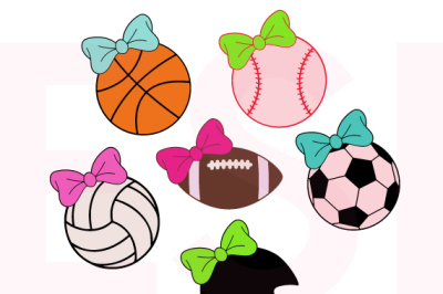 Sports set with Bow - SVG, DXF, EPS.