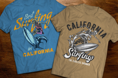Surfing t-shirts and posters
