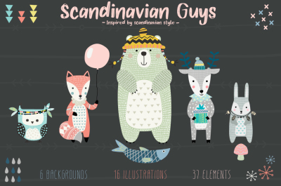 Scandinavian Guys. Illustrations and Elements.