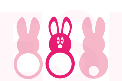 Easter Bunny Designs with Circle for a Monogram - SVG, DXF, EPS