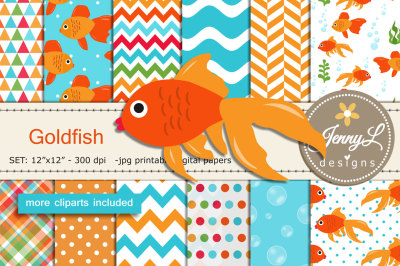 Goldfish Digital Papers & Clipart