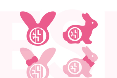 Easter Bunny and Bunny Ears - With circle for a monogram - SVG&2C; DXF&2C; EPS.
