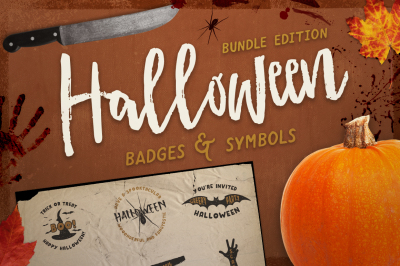 Halloween Badges Set. Bundle Edition