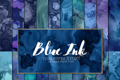 Blue Liquid Ink Textures