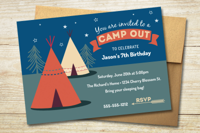 Camp Out Party invitation