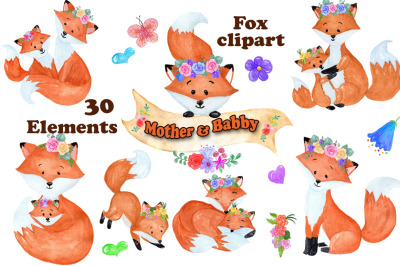 Watercolor Fox clipart
