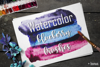 22 Watercolor blueberry brushes.