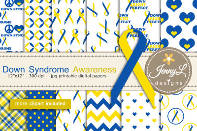 Down Syndrome Awareness Digital Papers & Clipart SET