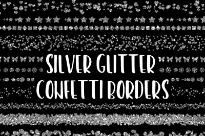 Silver Glitter Confetti Borders