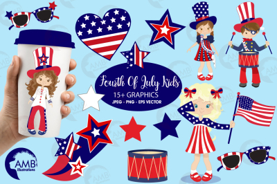 Independence day kids clipart, graphics, illustrations AMB-923