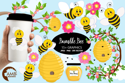 Bumble bee cliparts, graphics, illustrations AMB-1053