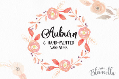 Autumn Fall Watercolour Wreaths Garlands Flowers and Leaves PNGs