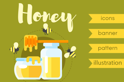 Flat style honey elements