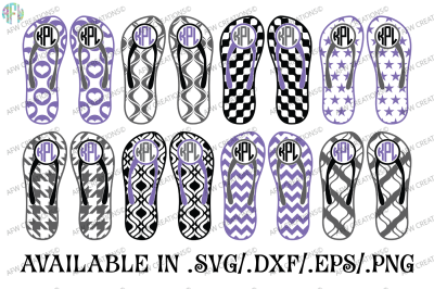 Monogram Flip Flops - SVG, DXF, EPS Cut Files