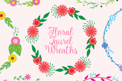 Floral Laurel Wreaths - Vector