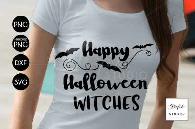 Happy Halloween Witches Halloween SVG Cut File, DXF and PNG File