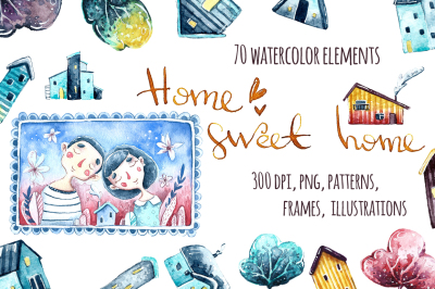 Sweet Home. Watercolor illustrations