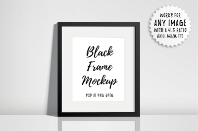 Black Frame Mockup - PSD AI PNG JPEG