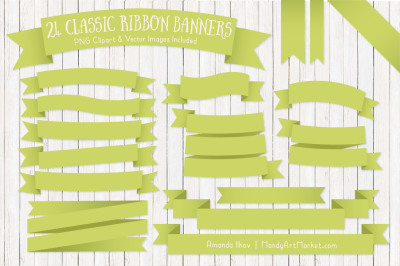Classic Ribbon Banner Clipart in Bamboo