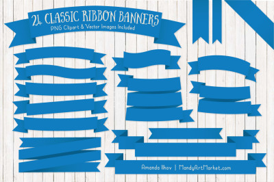 Classic Ribbon Banner Clipart in Blue