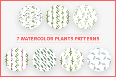 7 Watercolor Plants Patterns