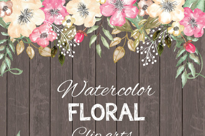 Watercolour Romantic Bouchet clipart, watercolor flower, color Floral Clipart