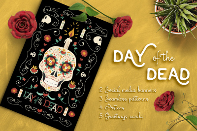 Hand Drawn Day of the Dead Set: skull party!