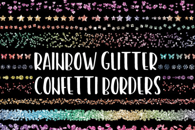 Rainbow Glitter Confetti Borders