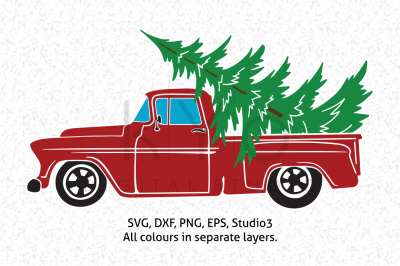 Christmas Truck with Tree, Christmas Truck SVG files