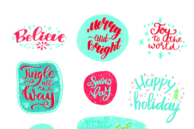 Christmas phrases and lettering