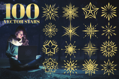 100 Star Vector Ornaments