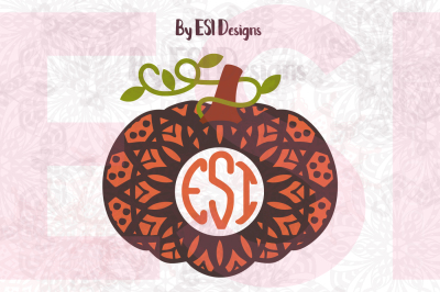 Pumpkin Mandala Monogram Frame - EPS, PNG, SVG, DXF