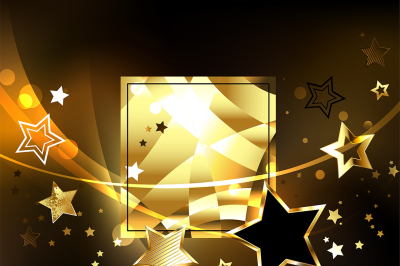 Polygonal Banner with Golden Stars