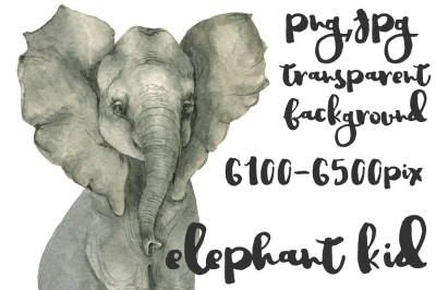 Elephant kid watercolor