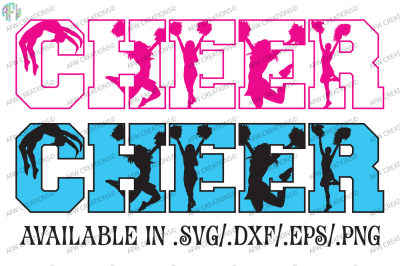 Cheer Silhouettes - SVG, DXF, EPS Cut Files