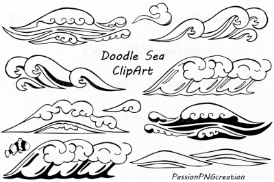 Doodle Sea Clipart, Waves clip art