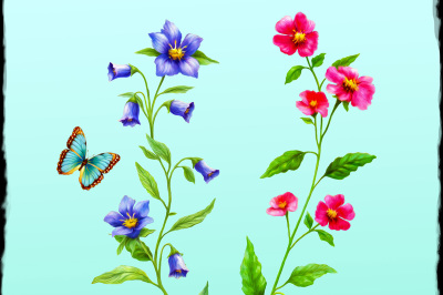 Spring Flowers and butterflies