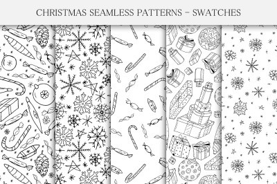 Hand drawn seamless Christmas patterns