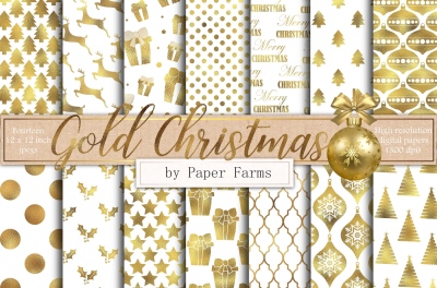 White and gold Christmas papers