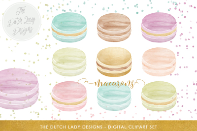 Watercolor Macarons &amp; Confetti Overlay Set
