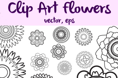 Boho Chic Clip Art Flowers Vector EPS
