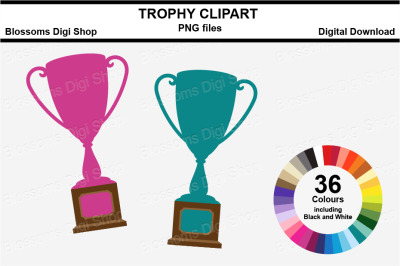 Trophy Clipart, 36 multi colours PNG files
