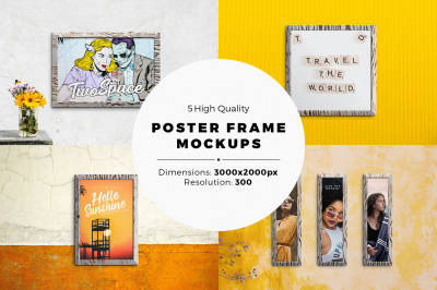 5 Poster Frame Mock-ups With Editable Templates