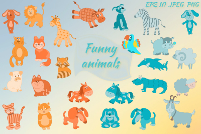 Funny animals vector set