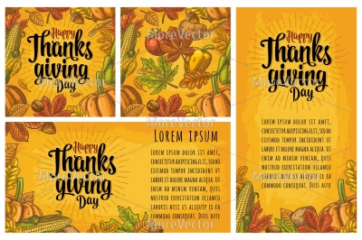 Seamless pattern and poster with Happy thanksgiving Day 